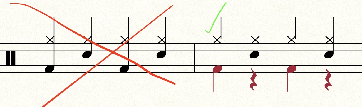 Drumset notation source screenshot for Rule 1